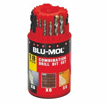 BLU-MOL DRILL SET 18PC METAL/MAS/WOOD - BM0041232 - 