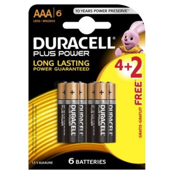 DURACELL BATTERY PLUS PWR AAA4 +2FREE 10CRD - DUR023185