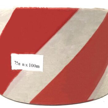 TAPE BARRIER PVC RED/WHITE 75MMX100MT